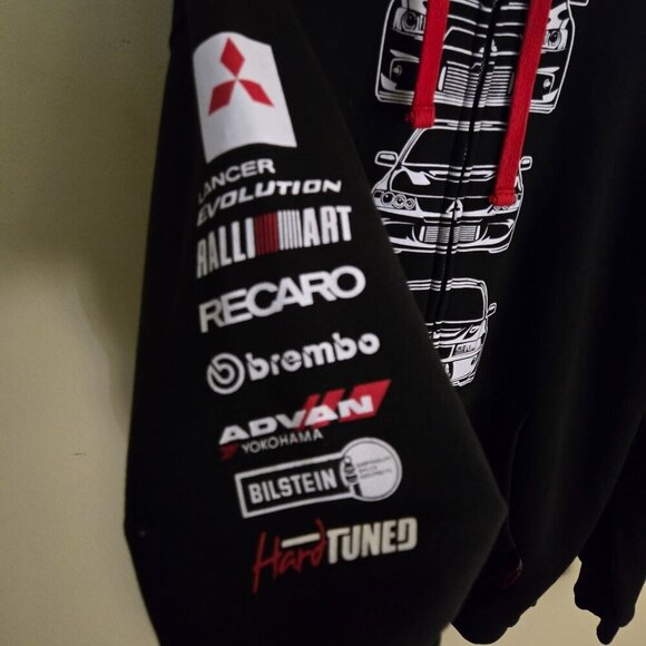 Hardtuned Mitsubishi Evolution Hoodie All Over Graphic Black Logo Size XXL - Picture 8 of 13